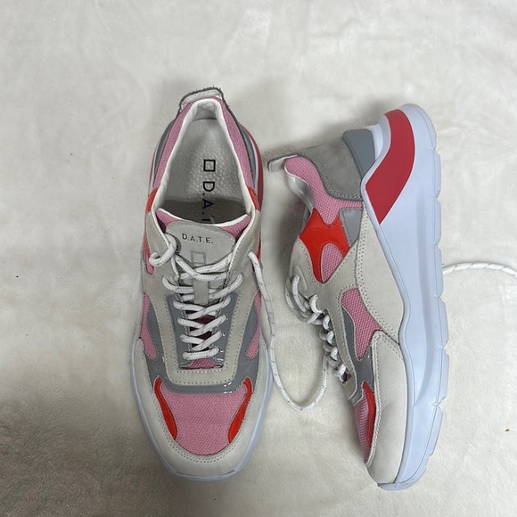 D.A.T.E. Sneakers Platform Dad Pink Gray Red White Mix Material Cushion - Picture 1 of 13